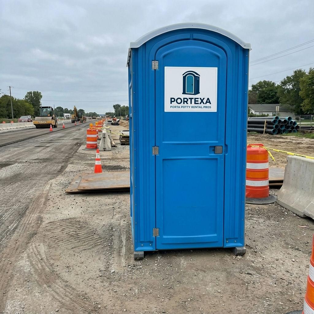 Construction site porta potty rental in Dallas
